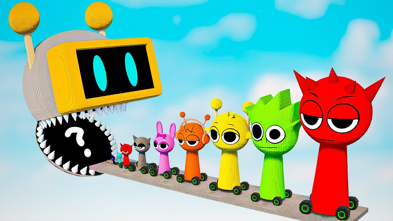 Big & Small INCREDIBOX Sprunki CARS Vs Giant Mysterious Fun Bot with Giant Question MARK  | TEARDOWN