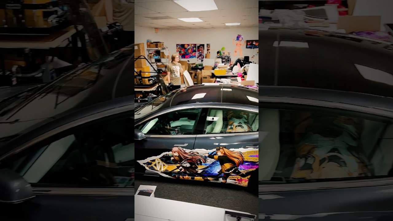 Girls Frontline Itasha wrapped Tesla by Xpressskins Itasha one stop shop 