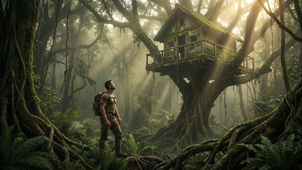 100 Days Alone in the Rainforest – Building My Dream Treehouse from Scratch 🌴 | ASMR Silent Build