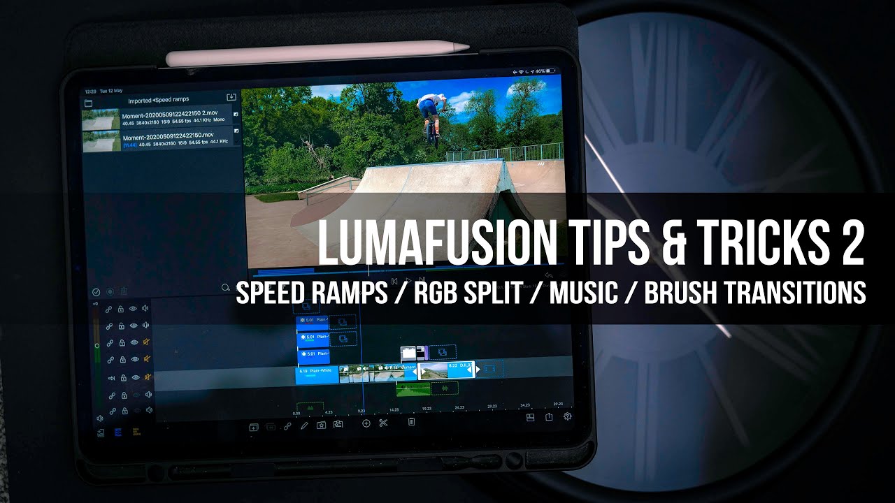 LumaFusion Tutorial FOUR Tips & Tricks: Speed Ramp, RGB Titles, Brush Transitions, MUSIC