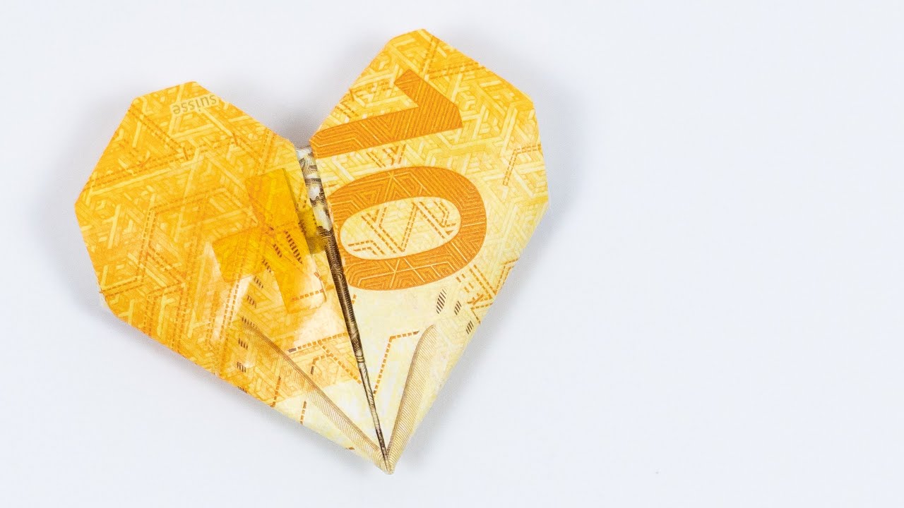 Geld falten Herz 💛 Geldgeschenk aus Schweizer Franken Noten