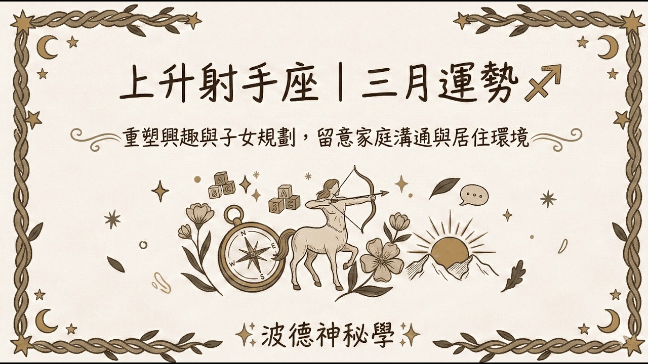 上升射手座2026/3月運勢解析｜重塑興趣與子女規劃，留意家庭溝通與居住環境