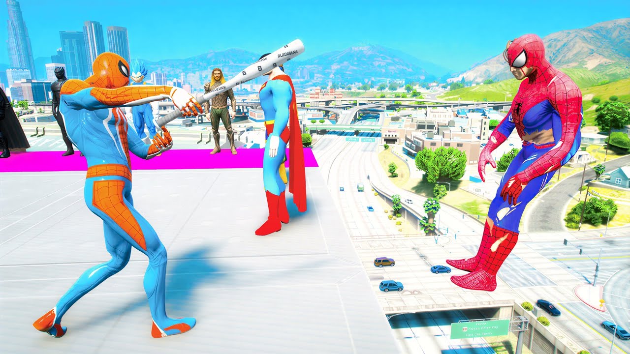 GTA 5: THAT WAS BRUTAL! SPIDER-MAN WITH A BASEBALL BAT vs SUPERHEROES! (Euphoria Physics) Ep.2