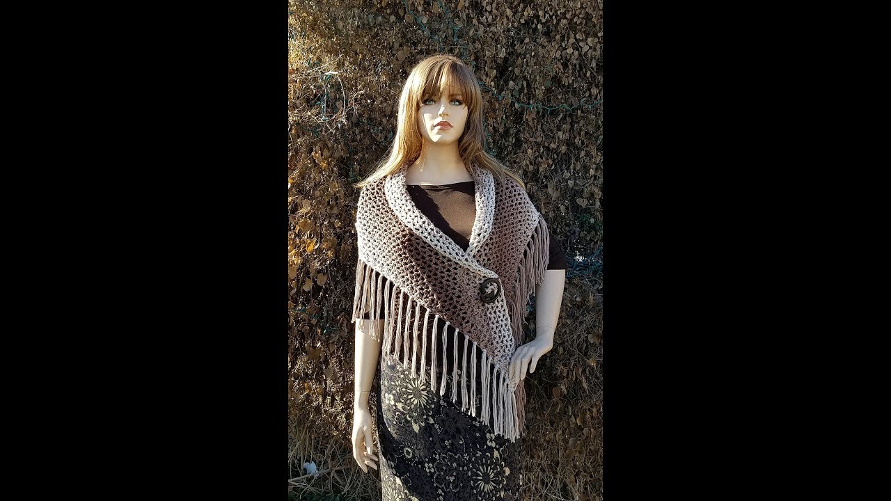 How To Crochet - SHAWL | Easy Fringed Mocha Wrap Shawl | BAGODAY Crochet Tutorial #445