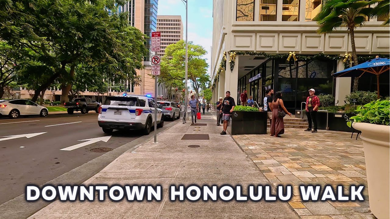 Downtown Honolulu Walking Tour 4K 🌆 Calm Daytime City Walk