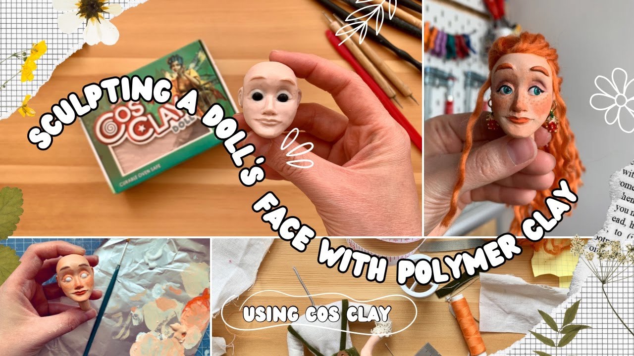 Sculpting a doll's face with polymer clay, using 