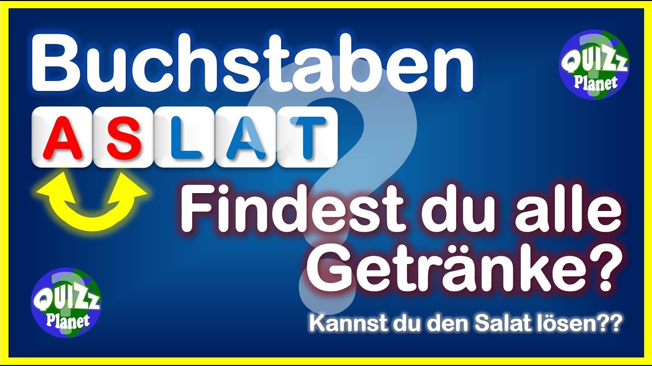 Buchstabensalat-Quiz Getränke- Deutsch - Wer kann das Rätsel lösen? Denksport, Anagramm