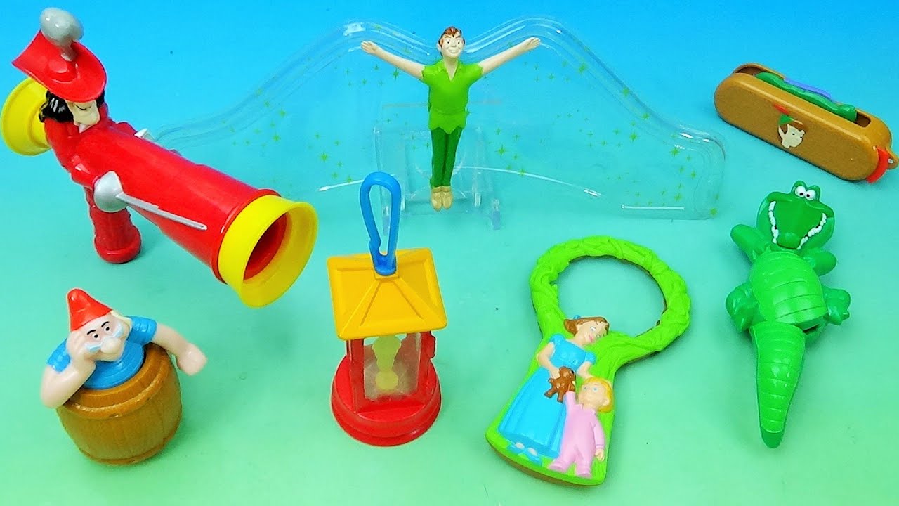 1998 WALT DISNEY'S PETER PAN set of 7 McDONALD'S HAPPY MEAL MOVIE COLLECTIBLES VIDEO REVIEW