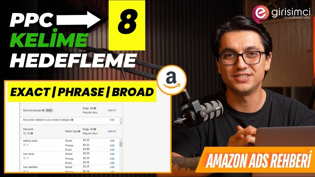 Amazon PPC Eğitimi #8 | Manuel Kampanyalar: Exact, Phrase ve Broad Hedefleme 2025