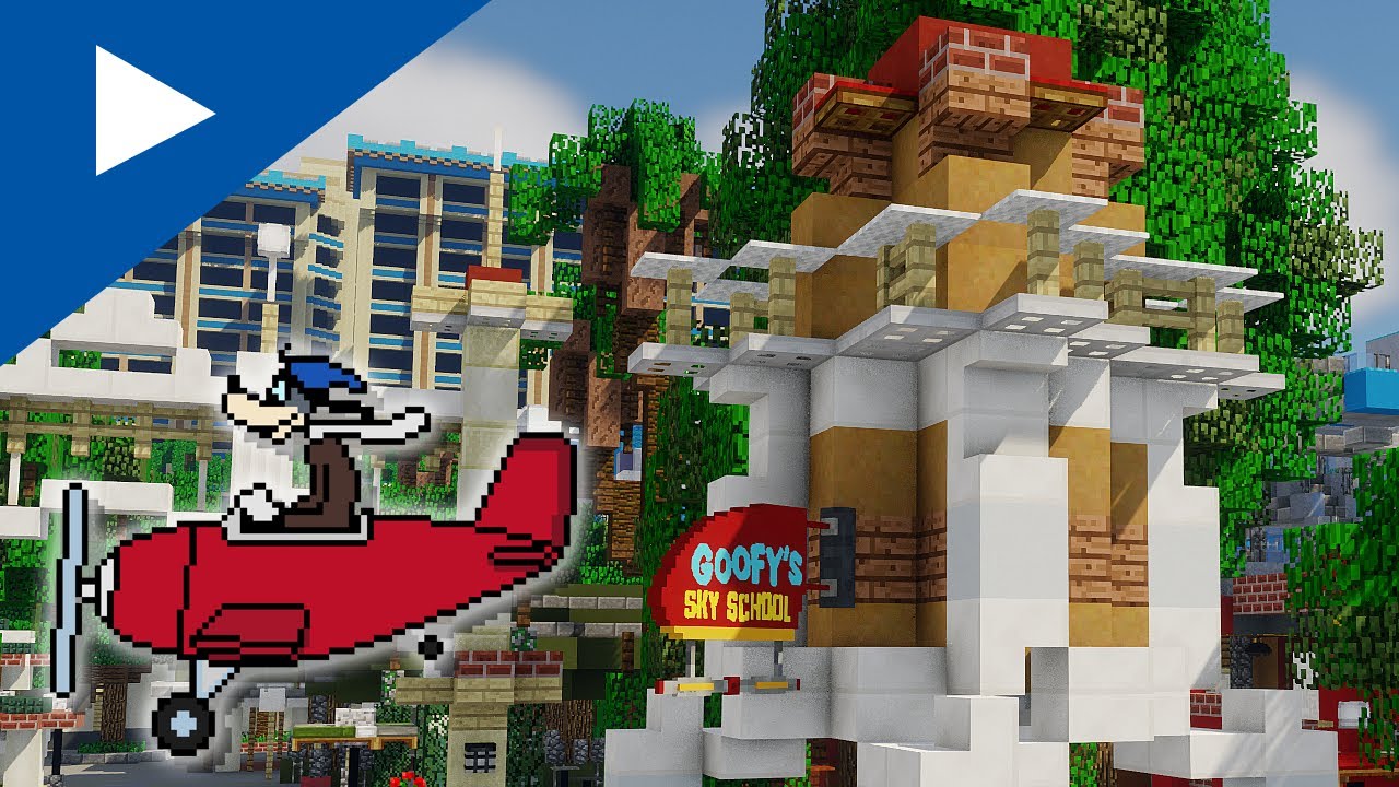 [4K] Minecraft Goofy's Sky School from Disney California Adventure | ImagineFun 2021