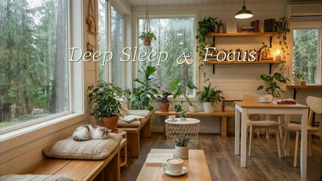 🎧이곳에서 편히 쉬세요. 비 오는 날의 숲 속 비밀 서점🌧️ | Ambient Piano for Deep Sleep & Study