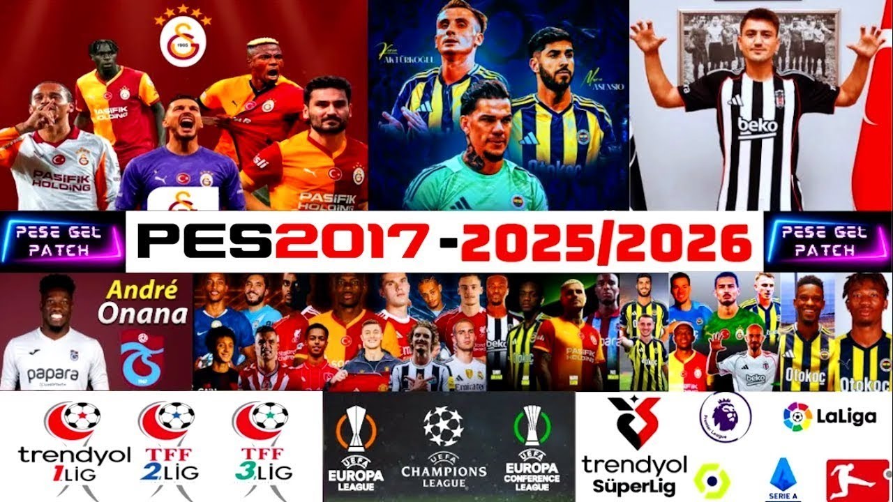 PES 2017 YAMASI 2026 S&Uuml;PER LİG + TFF 1 + TFF 2 ve TFF 3 LİG EKLENDİ