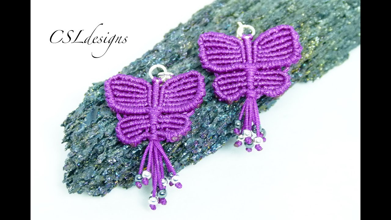 Macrame butterfly earrings
