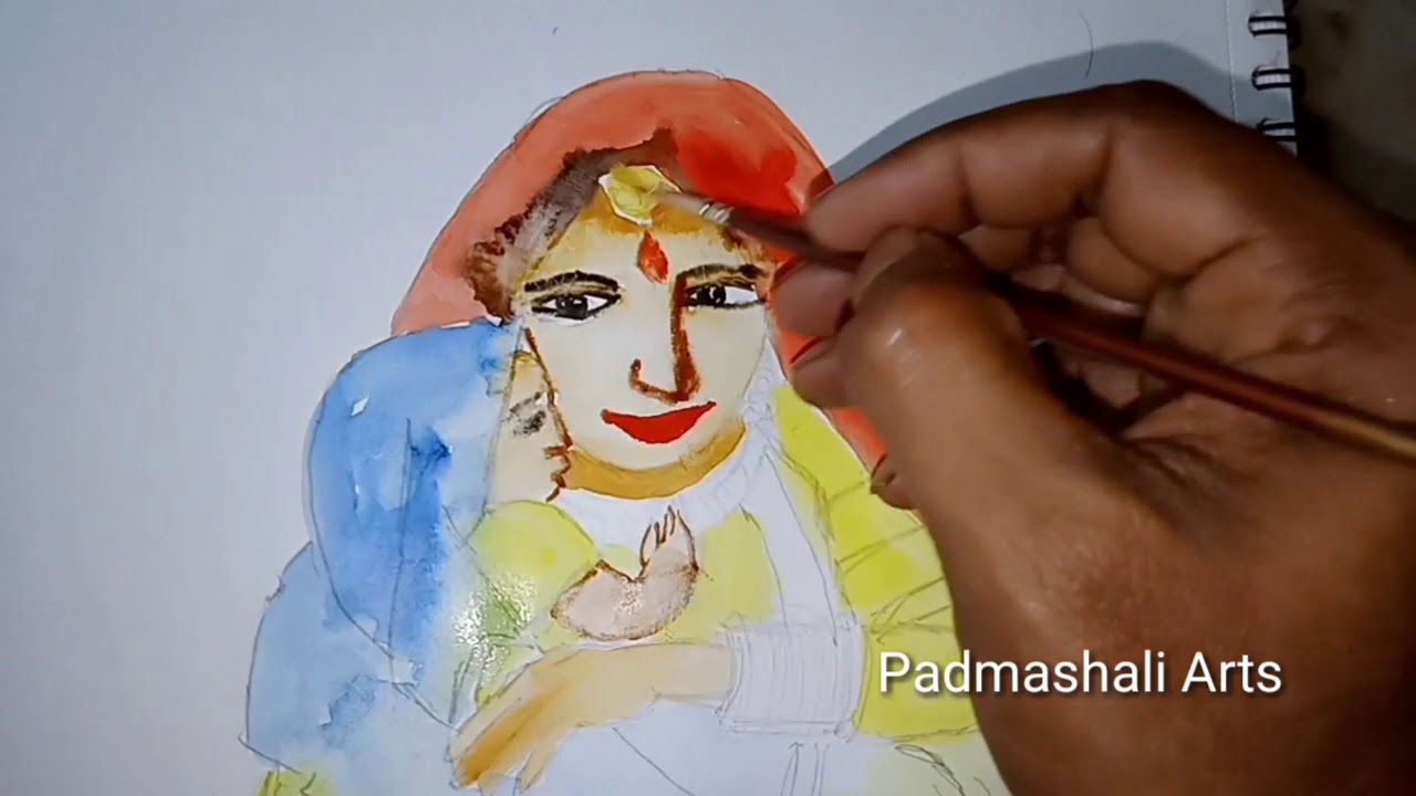 Watercolour Trible Womem || Padmashali Arts