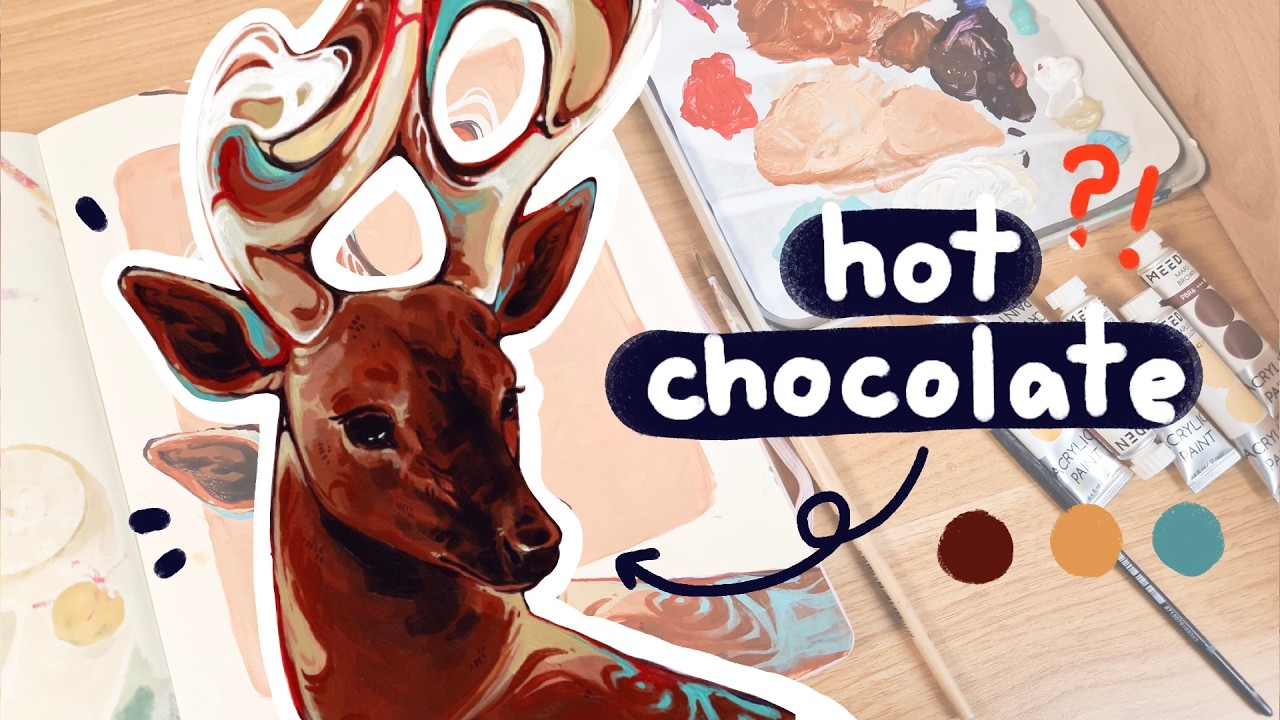 hot chocolate inspired painting || painting with acrylics