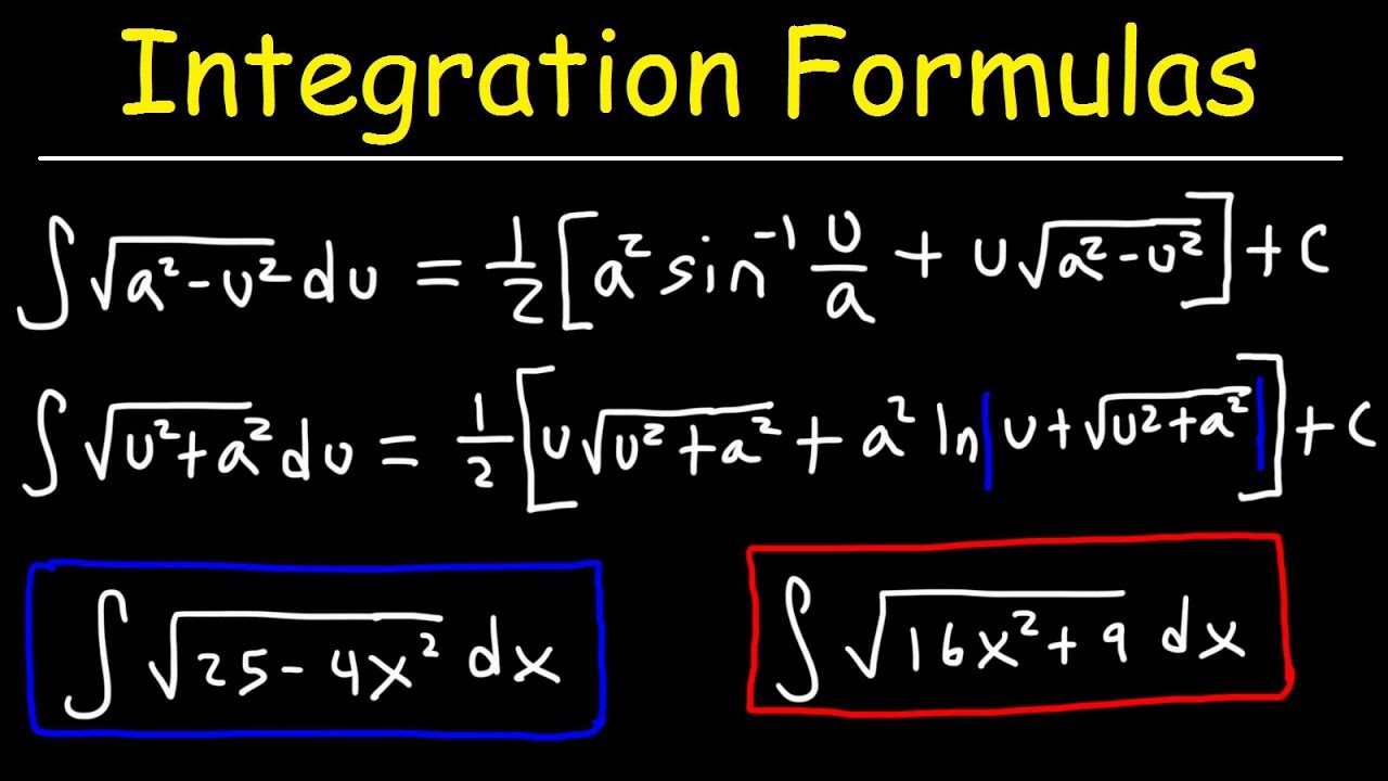 Integration Formulas For Trig Substitution