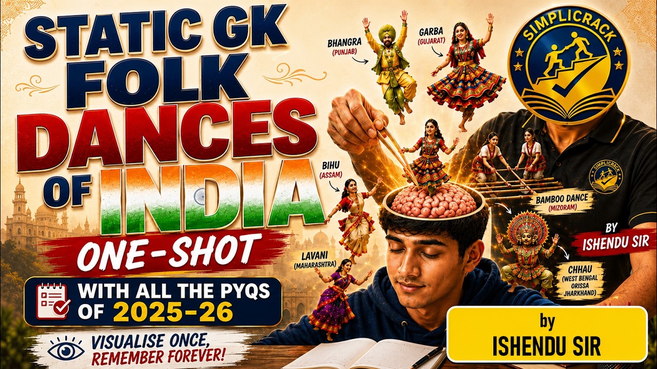 STATIC GK | Folk Dances of India | SSC & Railway | One-shot | simplicrack | Ishendu Sir
