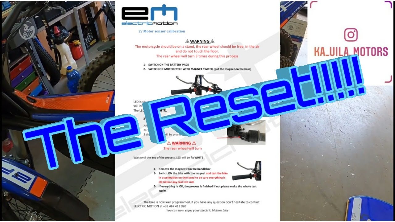 Electric Motion Trials Bike Reset process