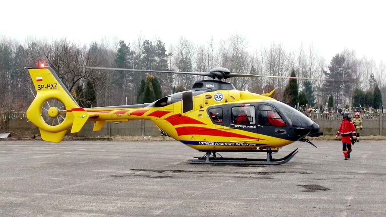 Śmigłowiec LPR Baza HEMS Katowice #Ratownik4 Start z Myszków-SOR Sosnowiec