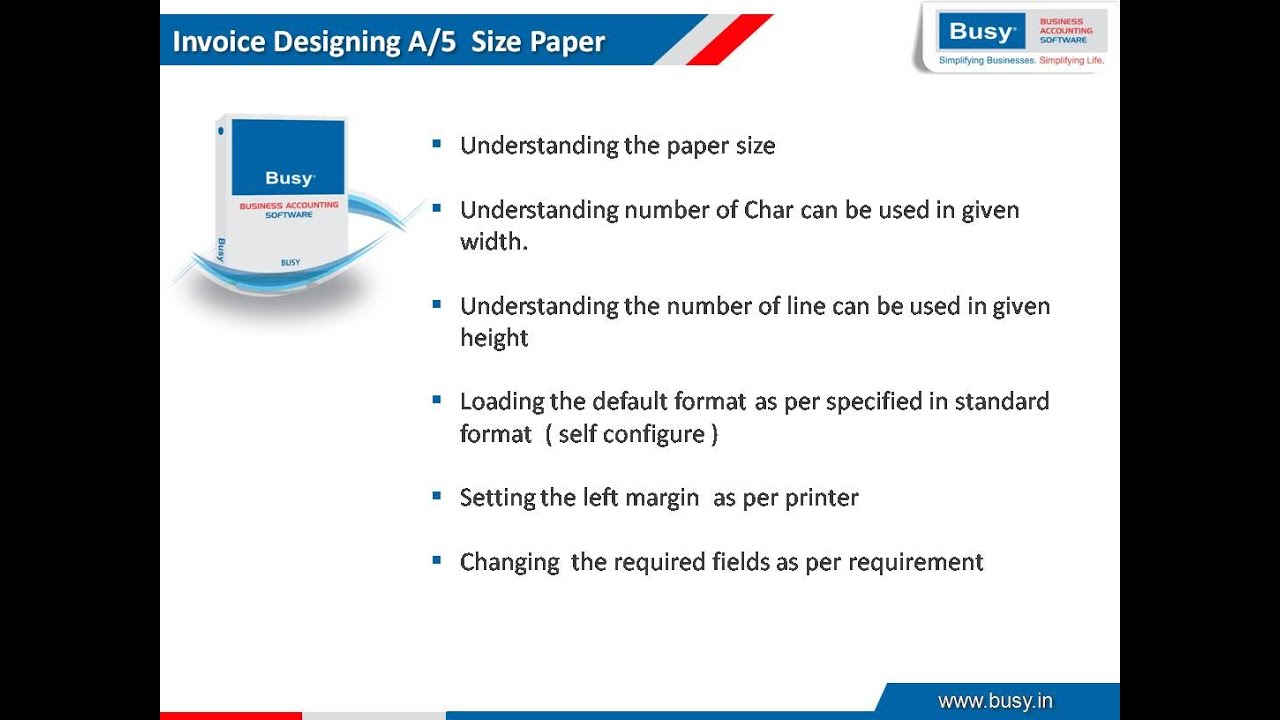 Invoice Designing A/5 Size Paper || BUSY Tutorial || By :- Rajkumar Vishwakarma