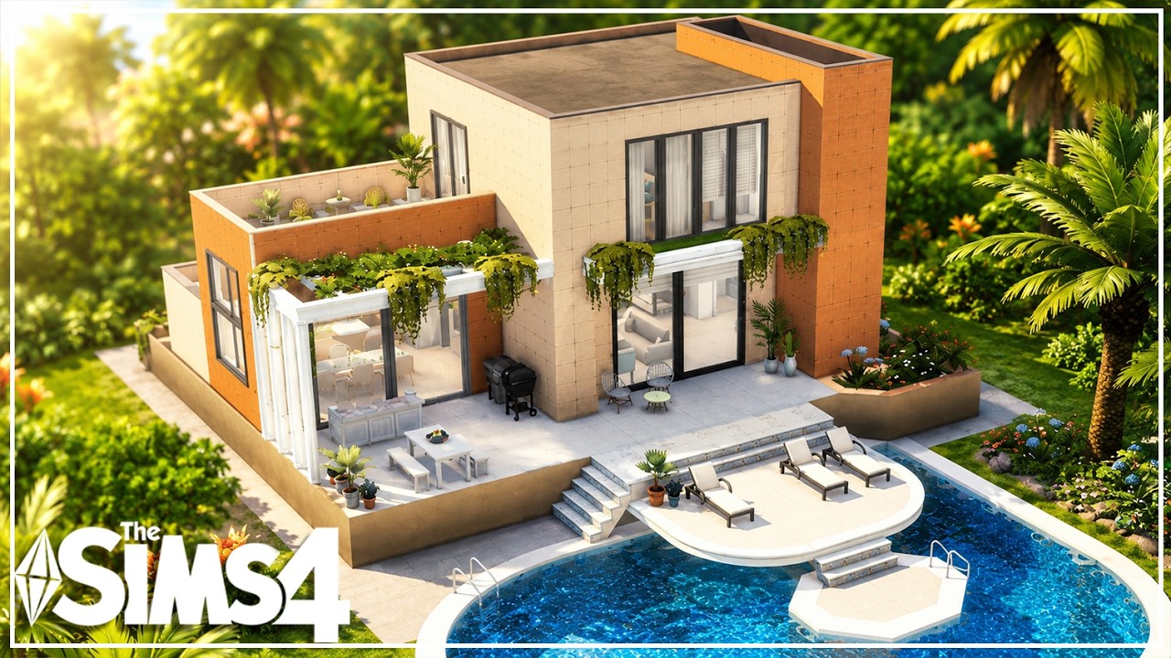 Modern Summer House | Base Game + Lovestruck pack | NO CC | Sims 4 Speed Build