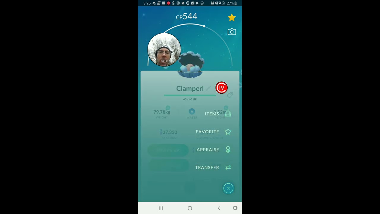 Pokemon Go Caught a Perfect Clamperl and Evolved into a Gorebyss with Confusion and Psychic