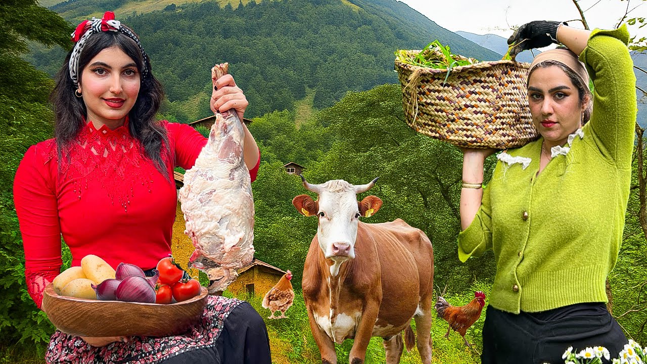 Village Girls Cooking Lamb Stew & Bread 🔥🍲 | Rustic Food in Nature