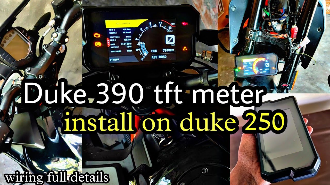 Duke 390 tft meter install on duke 250 with full details