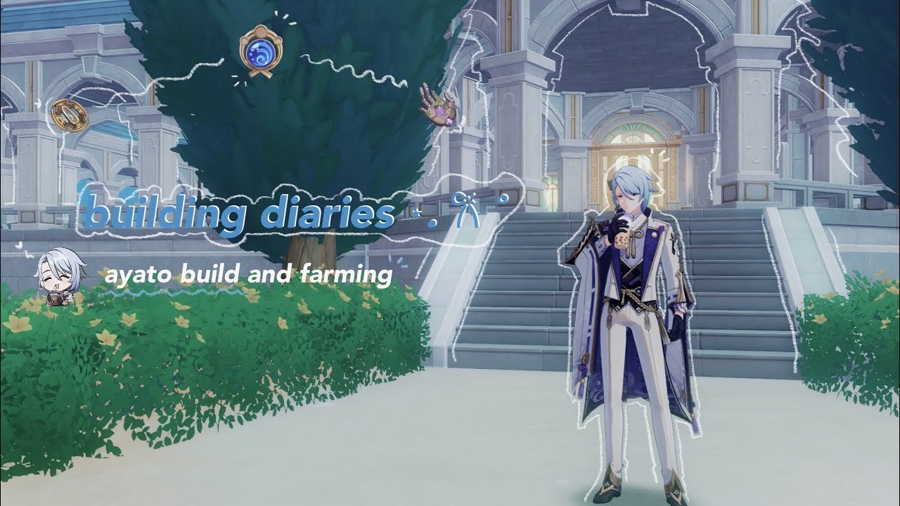 building diaries ⋆. 𐙚 ˚ farming and building ayato ˎˊ˗ || cozy genshin impact gameplay ✮⋆˙