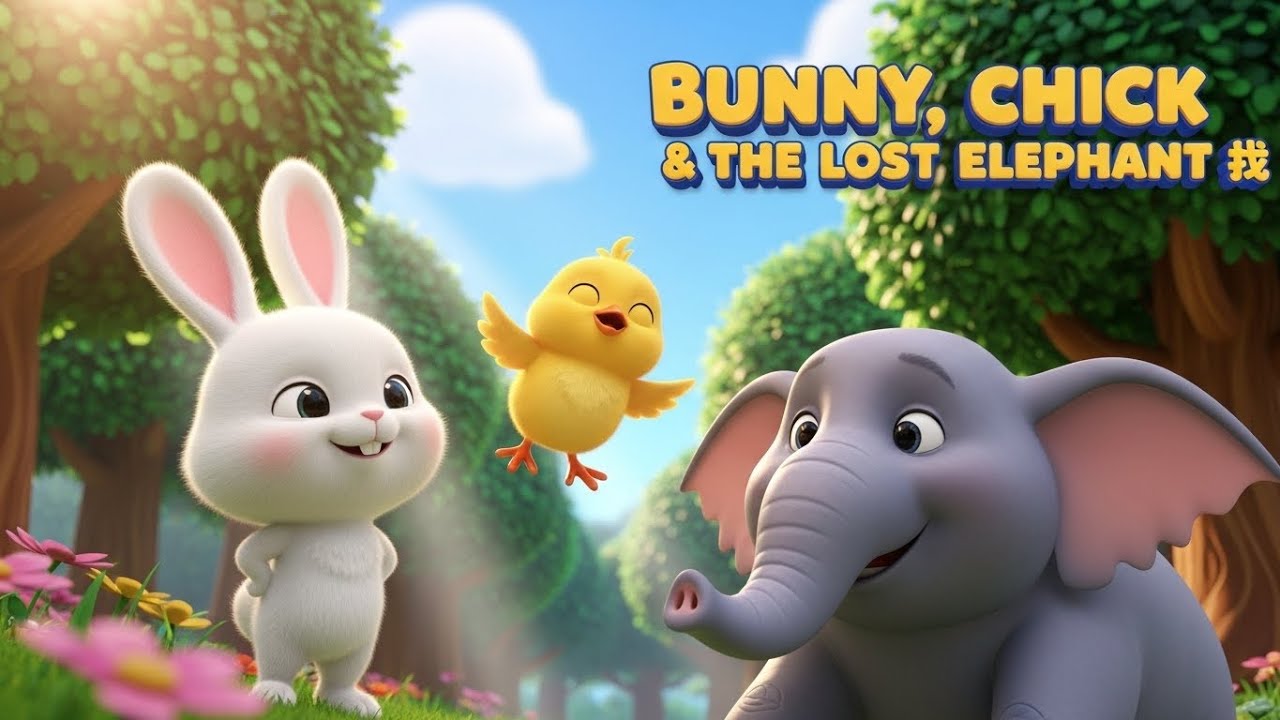 🐰🐤🐘 Bunny & Chick Help a Lost Elephant! | Magical Forest Cartoon Story for Kids#cute#cartoon #funny