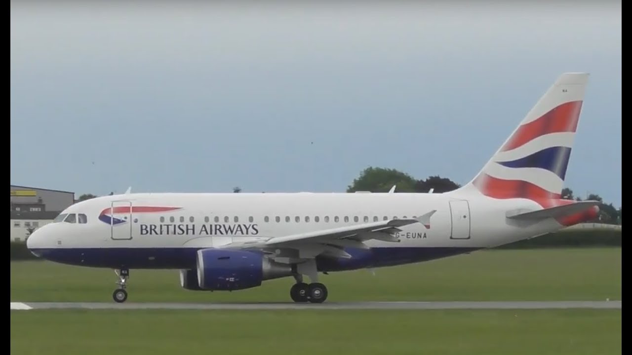 BA Airbus A318 Superb Short Take Off at Cambridge Airport