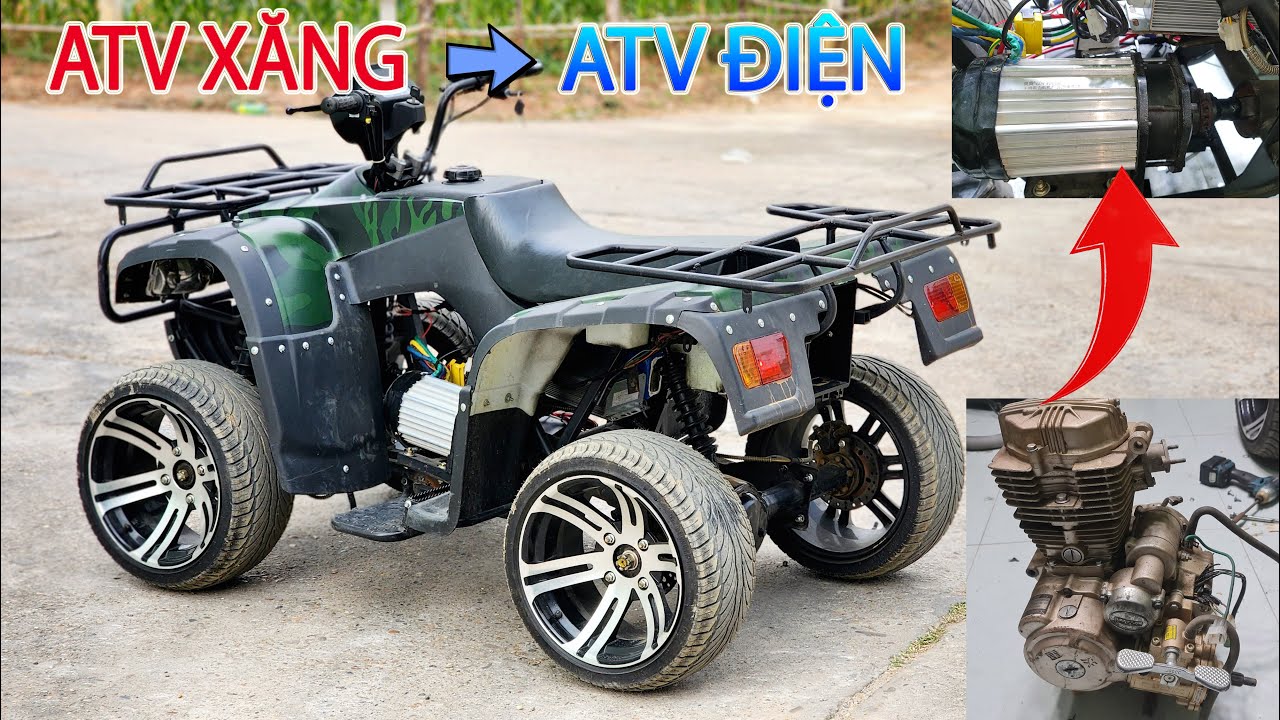 Chuyển Đổi xe ATV Từ Máy Xăng Sang Động Cơ Điện - ĐỘ Xe ATV Điện với Động Cơ Giảm Tốc 3000W