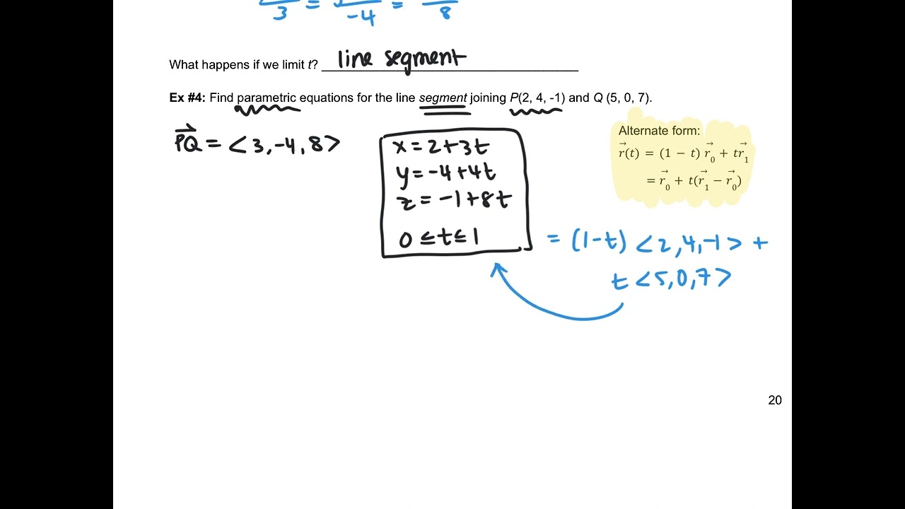 Calc 3 12.5 Notes: Equations of Lines & Planes