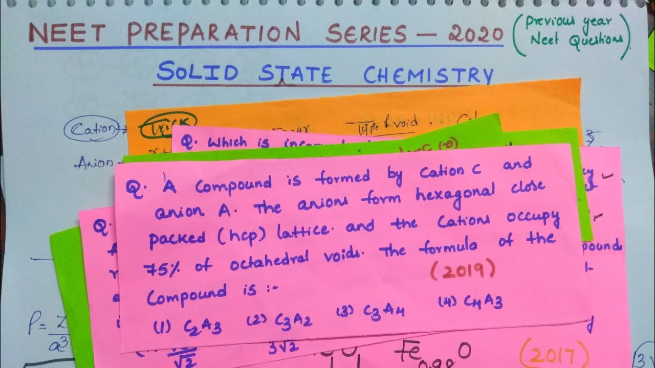 NEET PREPARATION SERIES 2020 Solid State Chemistry (Previous year NEET questions)