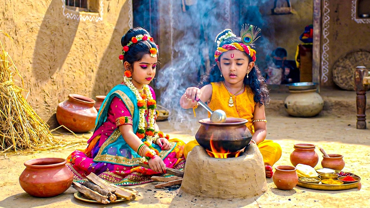 कान्हा और राधा ने मिलकर मैया यशोदा के लिए भोजन बनाया | यशोमती मईया के नंदलाला | Shree Krishan