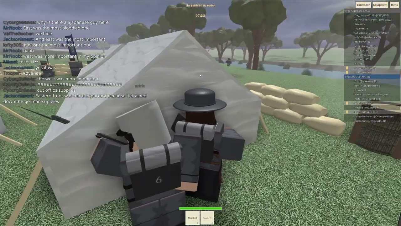 Fighting for the Confederates as a black person in Roblox - Union and Rebels