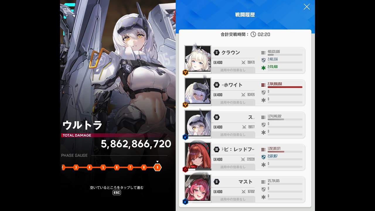 NIKKE 異常個体ウルトラ：9段階撃破（スノホワ・ヘビホワ編成）
