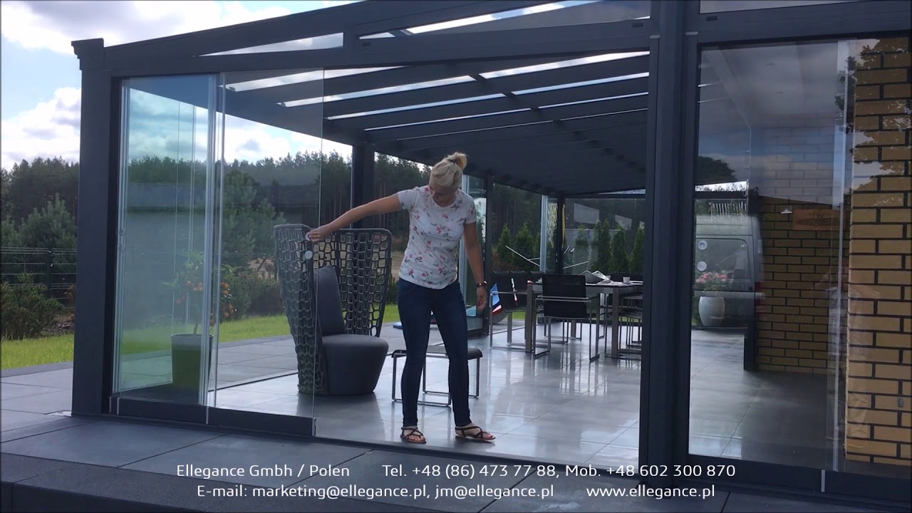 Ellegance - Bebauung der Terrasse im System „ohne Rahmen” (ganz gläsern)