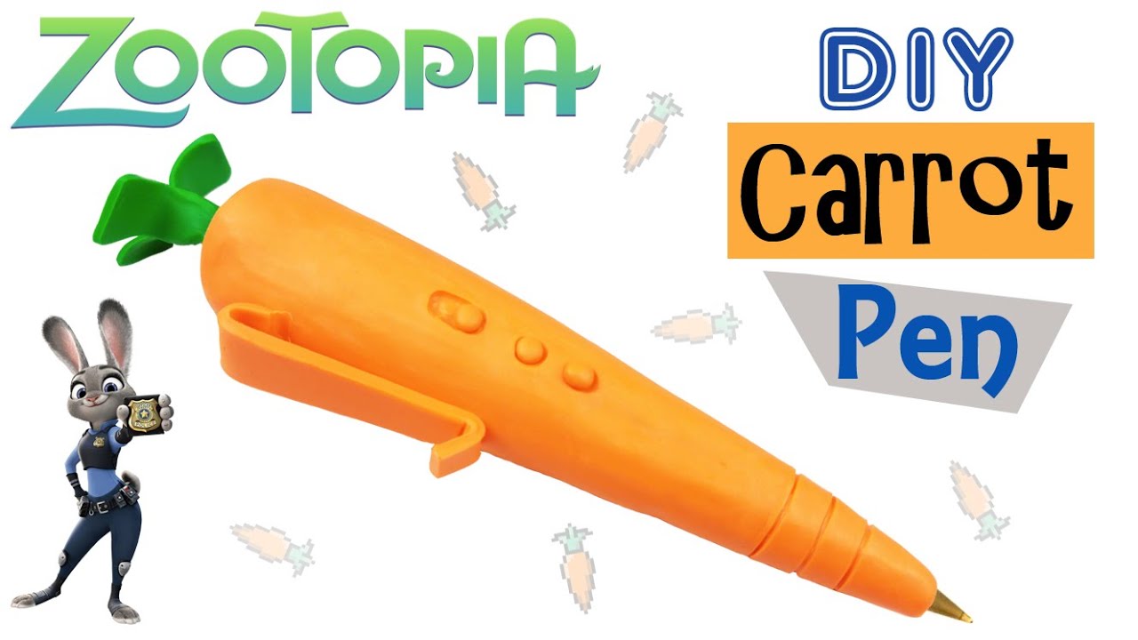DIY ZOOTOPIA JUDY'S CARROT PEN (It writes!!) Polymer Clay Tutorial zootropolis zootopie