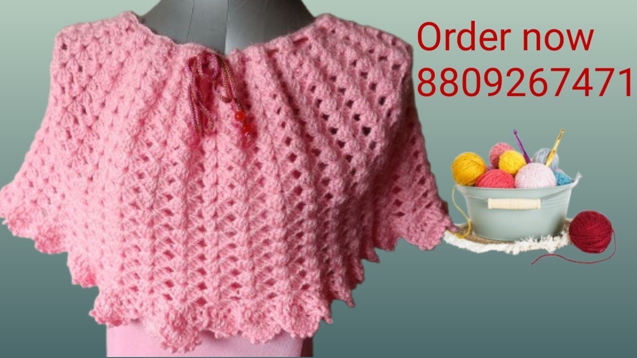 Beautiful woolen ponchu for girls 