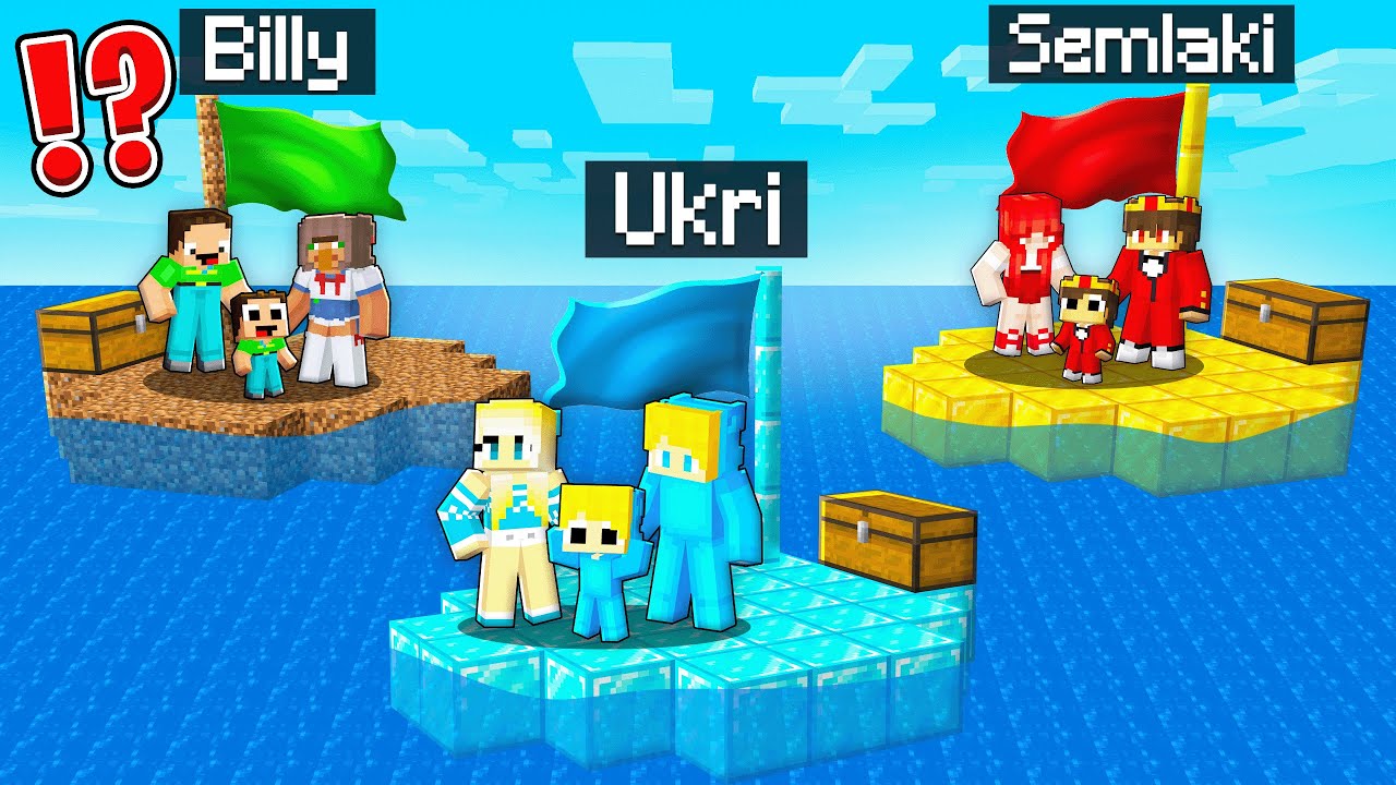 Ukri Familie vs Billy Familie vs Semlaki Familie auf einem Raft Challenge in Minecraft!