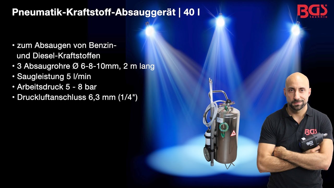 Pneumatik-Kraftstoff-Absauggerät | 40 l (Art. 8702)
