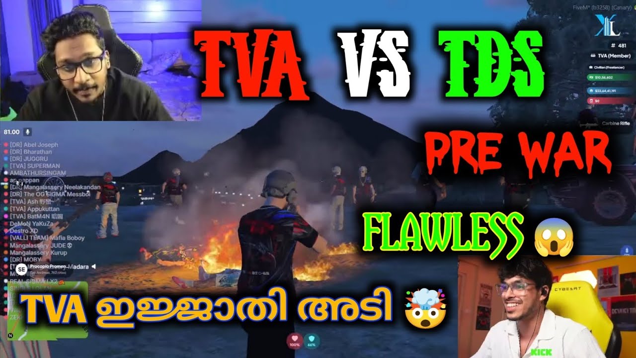 TVA VS TDS PRE WAR 😱 TVA FLAWLESS 🔥 TVA ഇജ്ജാതി അടി 🤯 #tva #eaglegaming #gtarp #trending #funny 