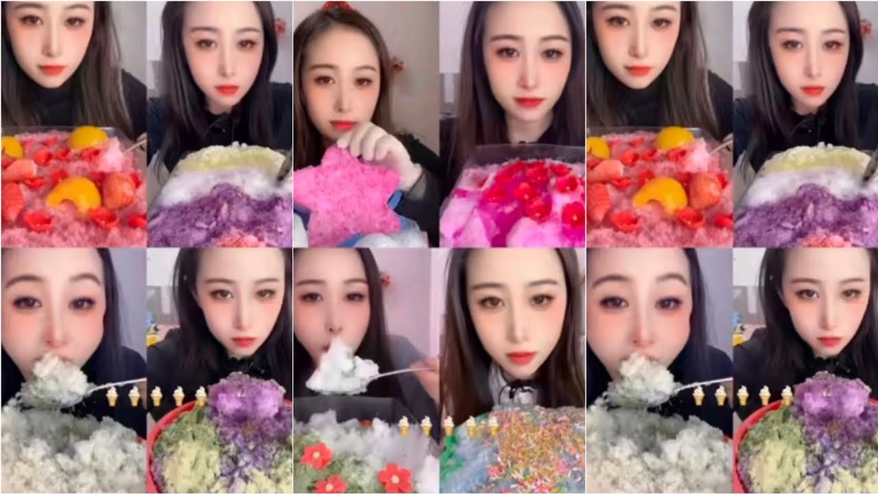 ||XQ'S SHAVED ICE EATING FROM DIFFERENT BOWLS ONLY BITES|SATISFYING RELAXING ASMR ICE EATING||