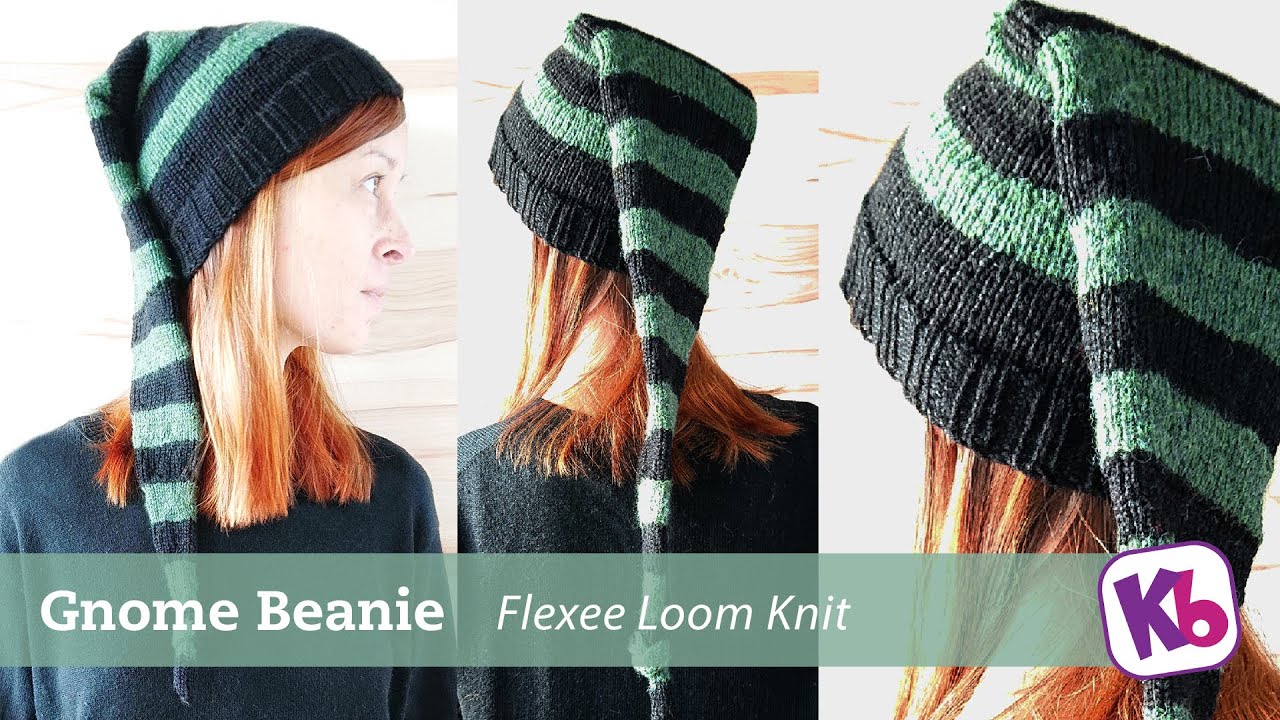 Gnome Beanie, loom knit on Flexee Loom Skinny.