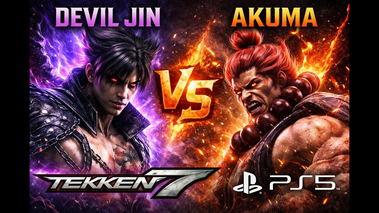 Akuma vs Devil Jin Full Fight 🔥 | Tekken 7 PS5 Gameplay