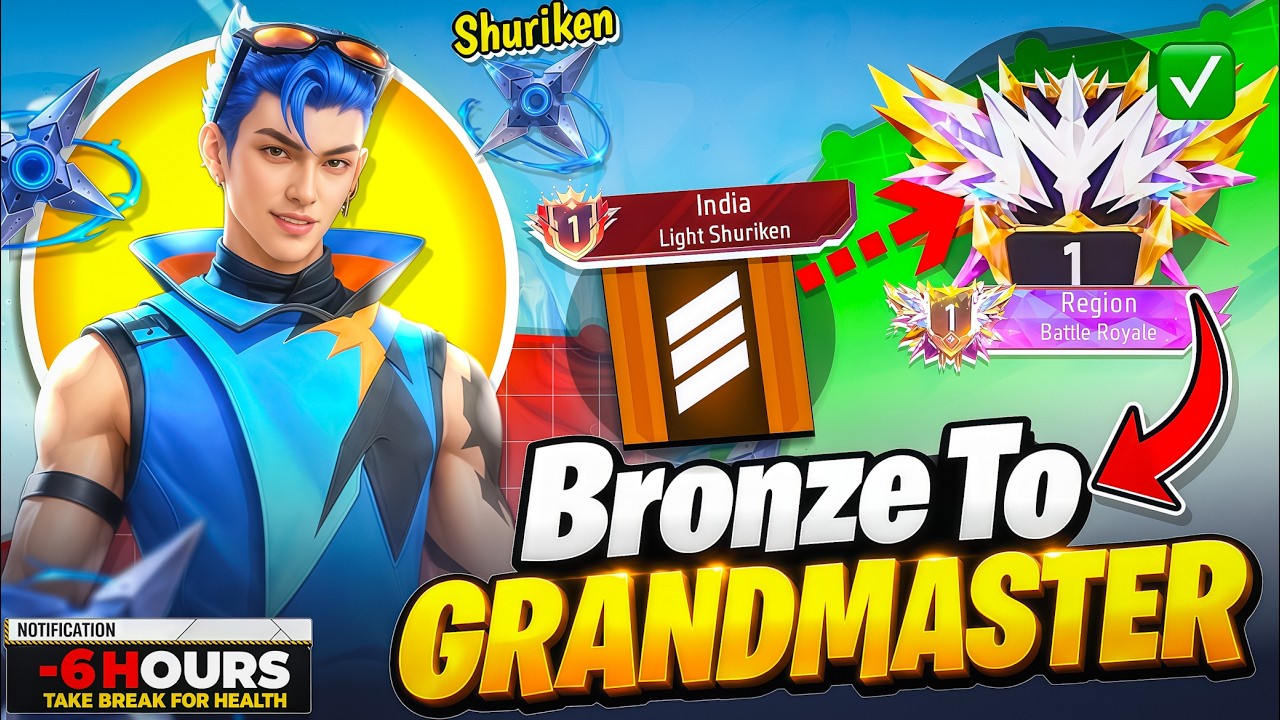 Bronze To Grandmaster 🔥 In New ID | No Gun Skin Challenge | Pushing For Weapon Title 🔫 Ep-3