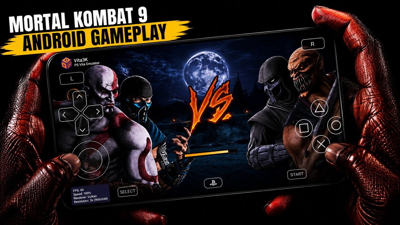 Mk9 Gameplay on Vita 3k Emulator Android (Ps vita Emulator)
