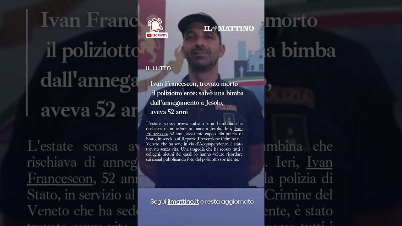 Ivan Francescon, trovato morto il poliziotto eroe: salv&ograve; una bimba dall'annegamento a Jesolo