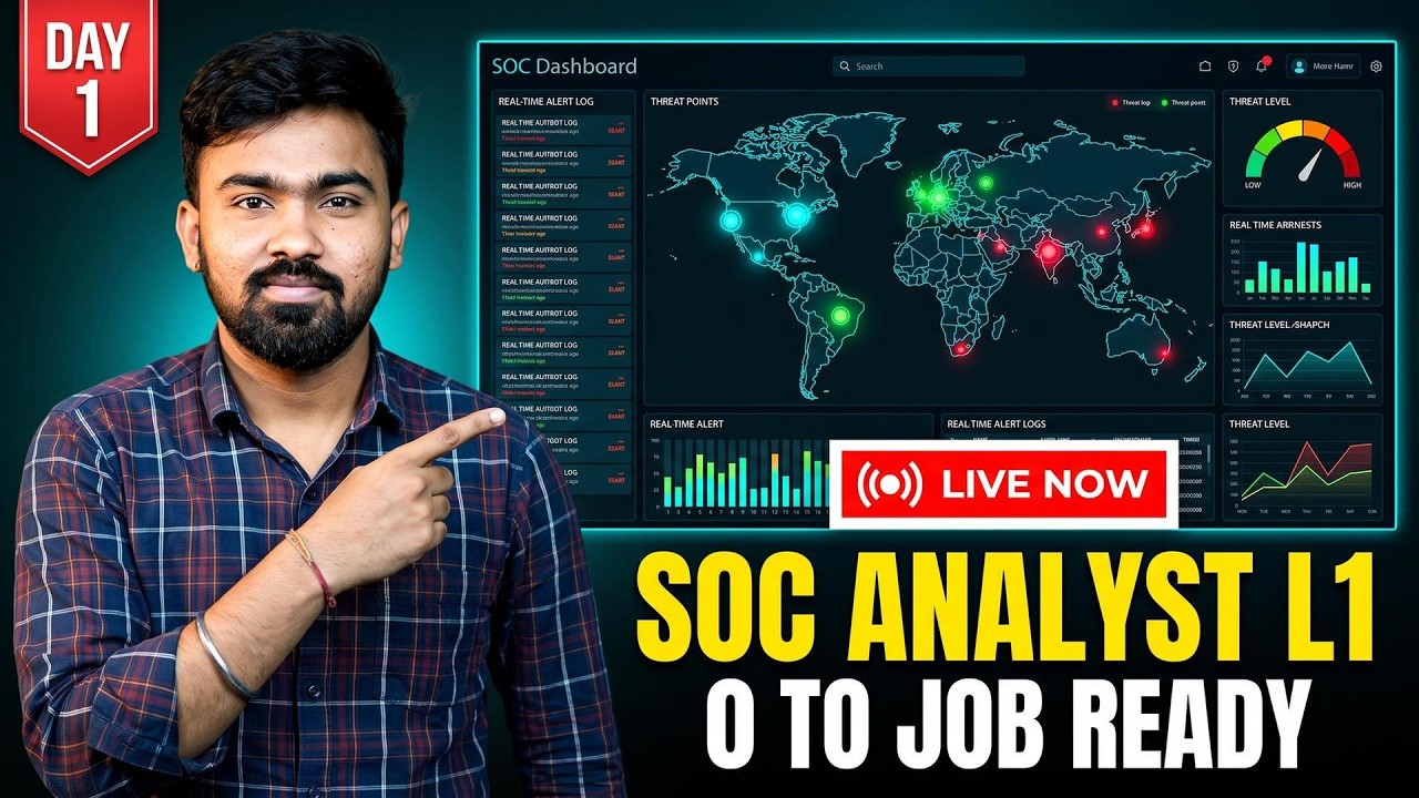 SOC Analyst L1 Full Course (Day 1) | Free Job Ready Cyber Security Live Training 🔥